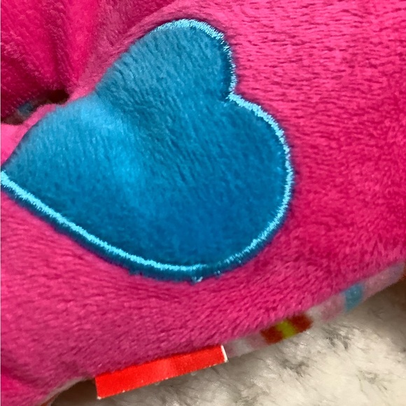 Gitzy Plush Pink Pig with Rattle Inside Blue Heart Stuffed Animal Toy 🐷 - Picture 7 of 8